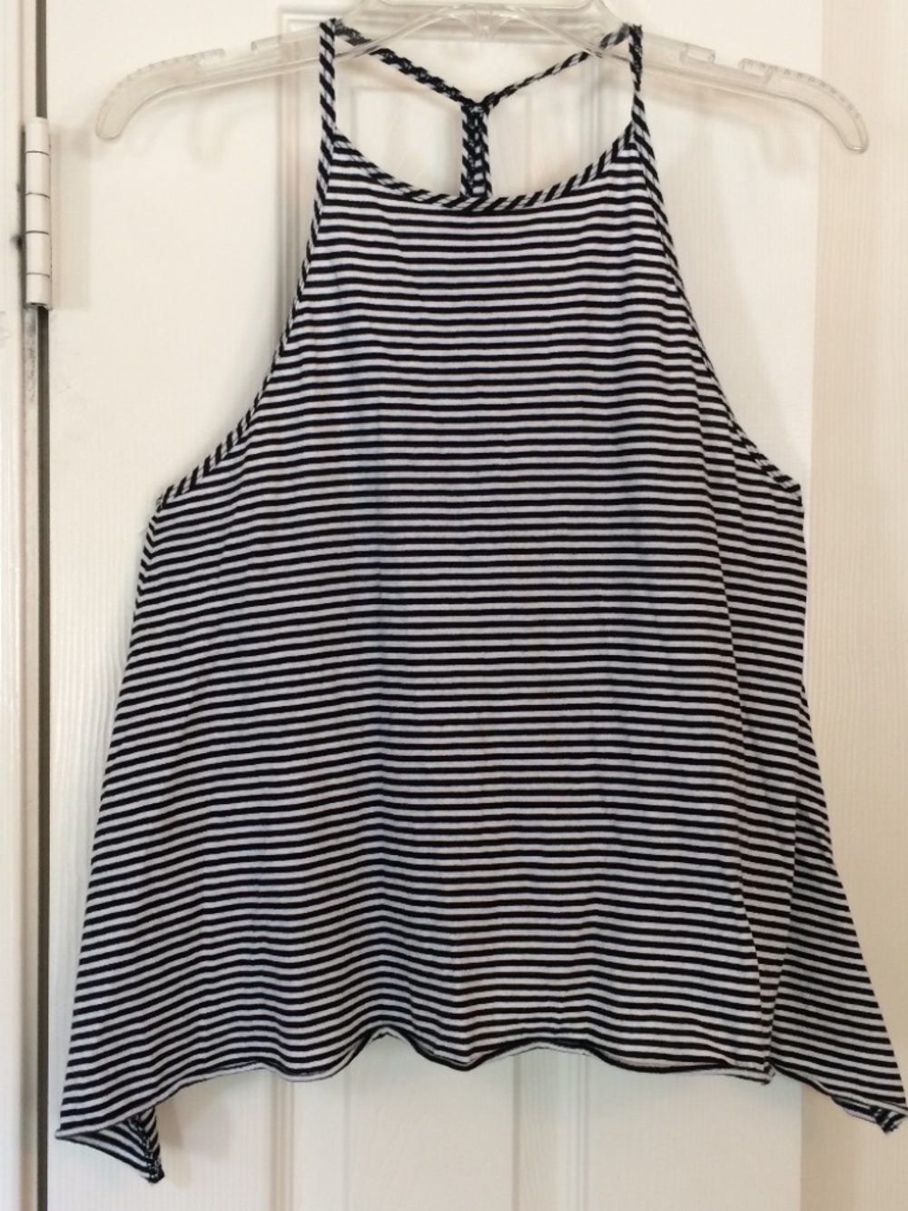 Hollister Black White Stripe Tank Top Raceback Spaghetti Strap Flowy XS